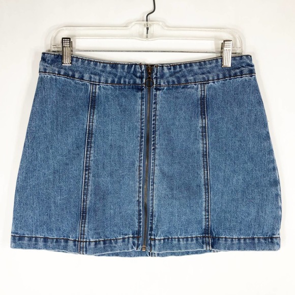 Altard State Small Monana Skirt Denim Jean Blue Front Full Zip Mini Women 750‎ - Picture 4 of 8